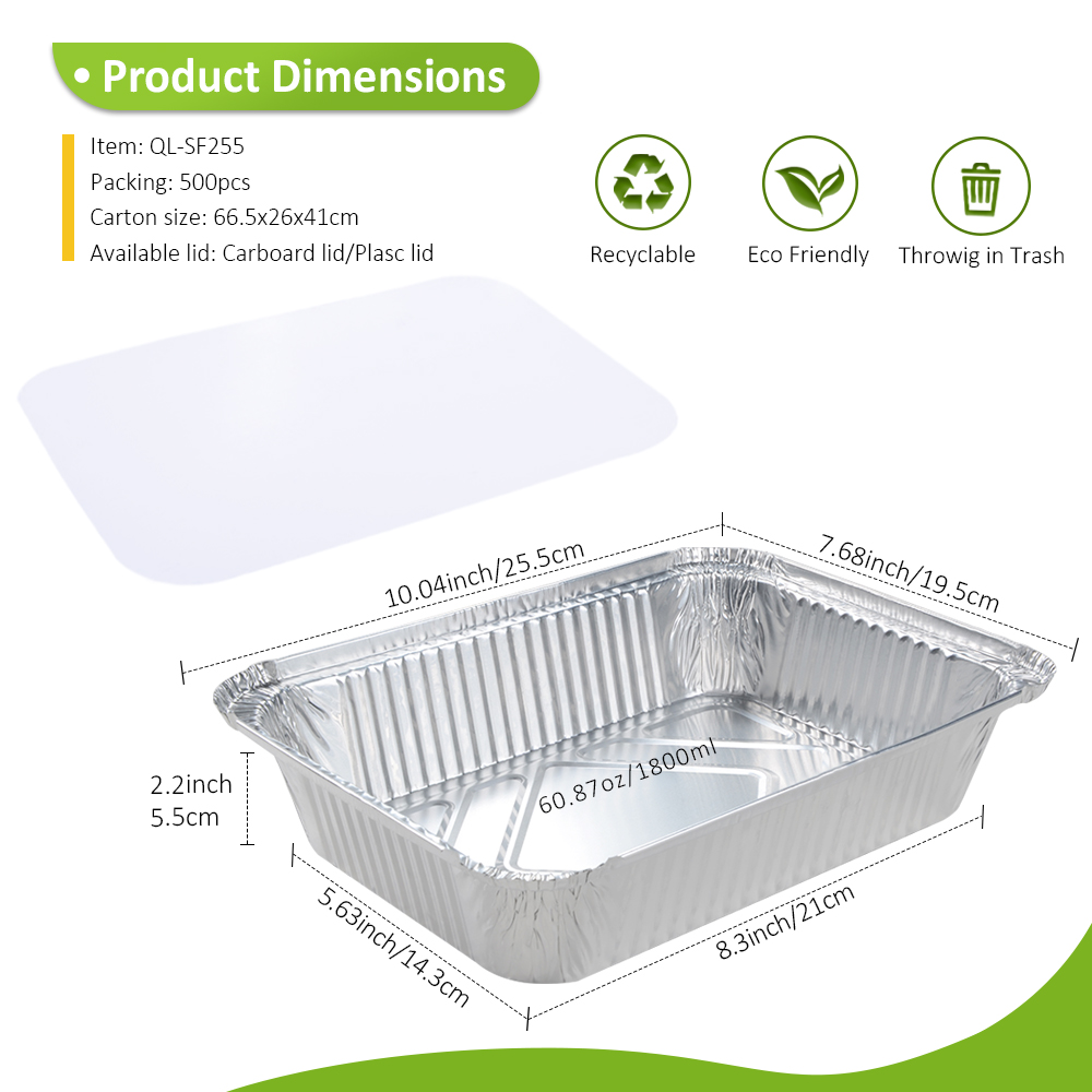 Customizable 61oz/1800ml 10"x7.7" Aluminum Foil Tray for Large Family Roast & Buffet Serving