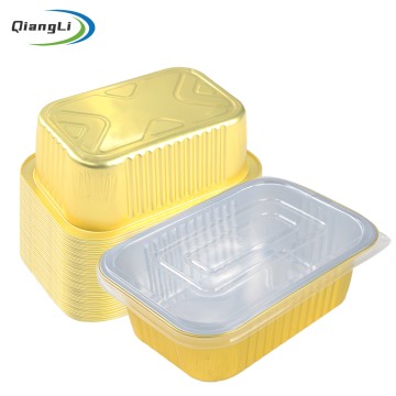 Deep Rectangle 31.4oz/930ml 7.24"x5.04" Gold Foil Container for Large Curry Portion & Freezer Stash