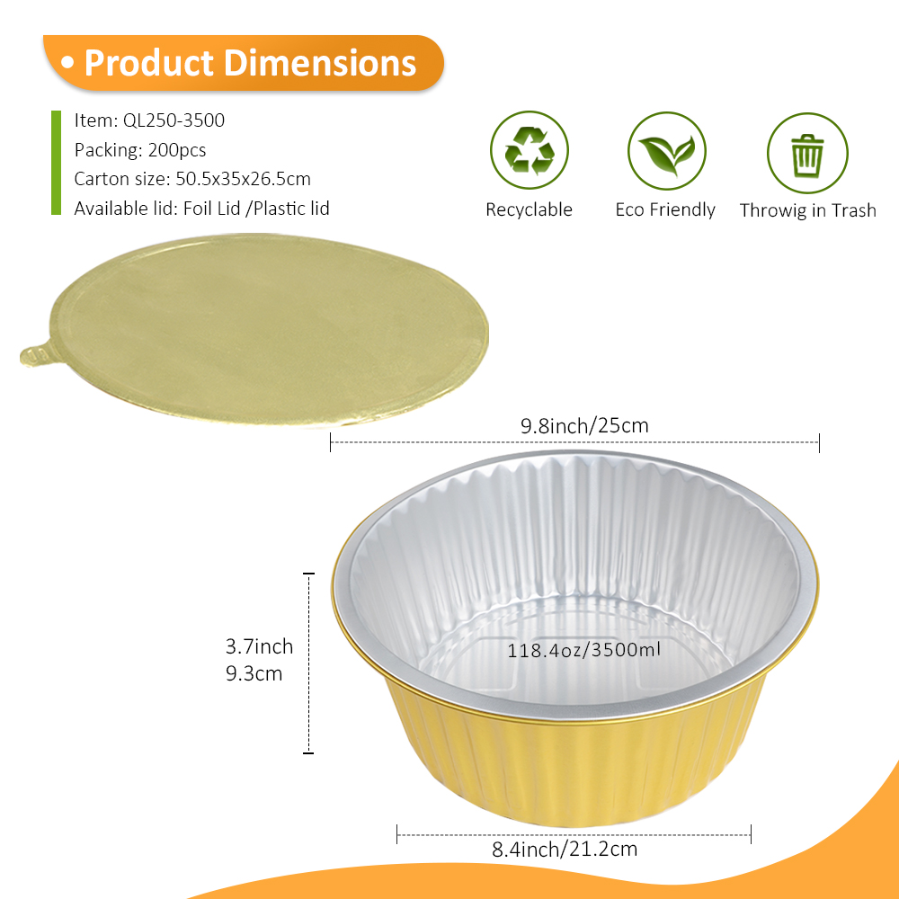 Deep Roaster 118oz/3500ml 9.84" Square Gold Foil Container for Whole Holiday Turkey & Pork Shoulder