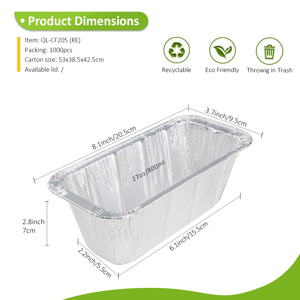 Deep Wall 27.0oz/800ml 8.07"x3.74" Loaf Pan for Banana Bread & Meatloaf