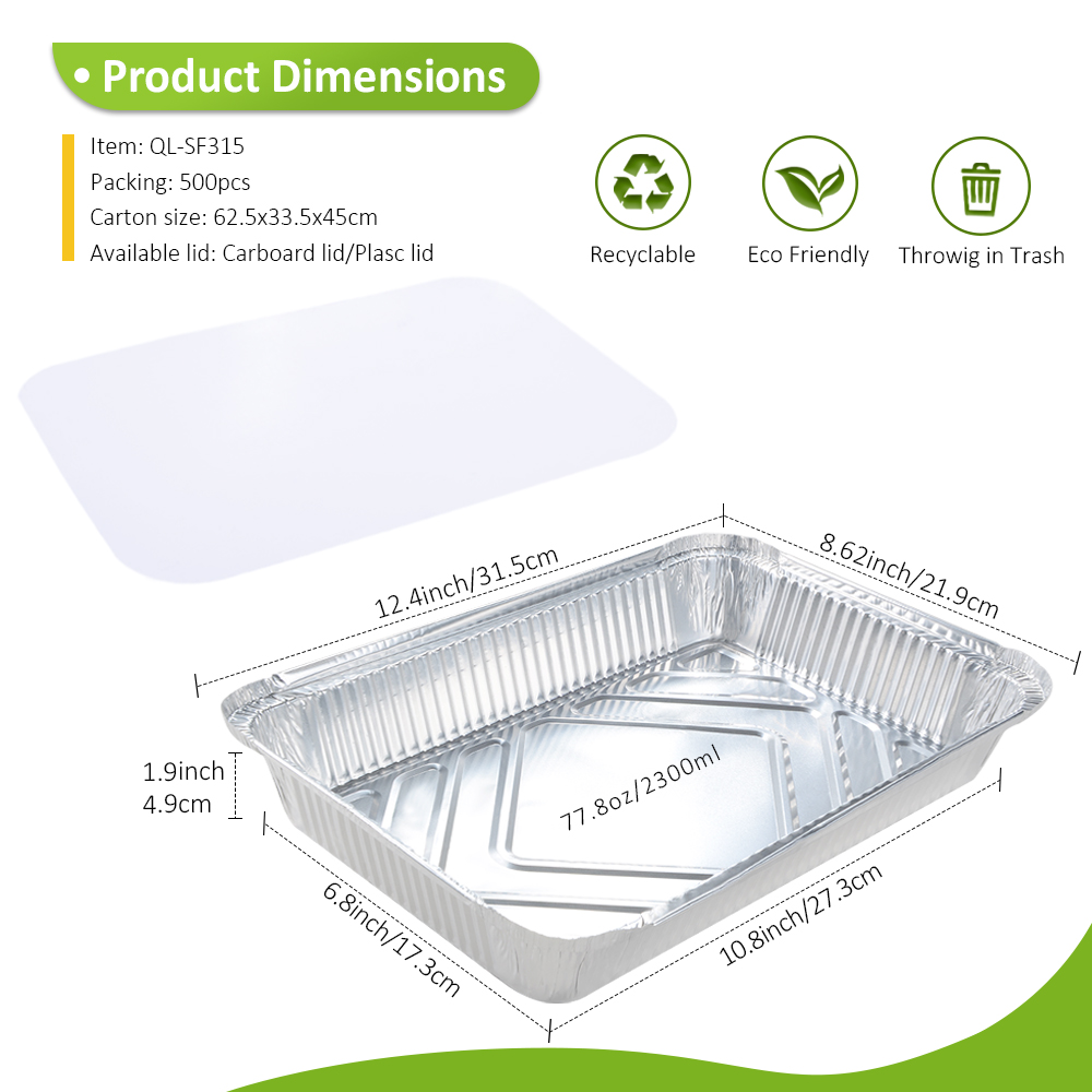 Factory Direct 77.8oz/2300ml 12.4"x8.62" Large Aluminum Tray for Buffet Line & Holiday Turkey Side
