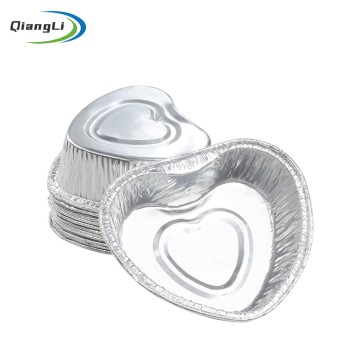 Heart Shape 3.4oz/100ml 3.62"x3.27" Silver Aluminum Heart Mold for Valentine's Cake & Wedding Favor