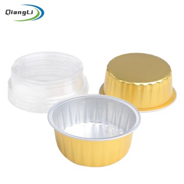 Heat Sealable 4.2oz/125ml 3.3" Round Gold Foil Container for Crème Brûlée & Premium Soup Shot
