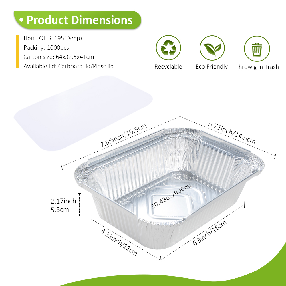 Heavy Duty 30oz/900ml 7.7"x5.7" Silver Foil Tray for Family Casserole & Party Side Dish