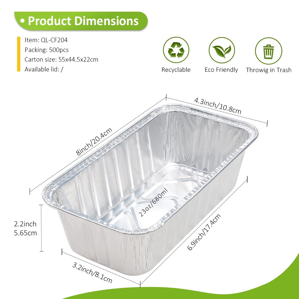 Heavy Gauge 23.0oz/680ml 8.03"x4.25" Deep Rectangular Tray for Baked Ziti & Stuffed Peppers