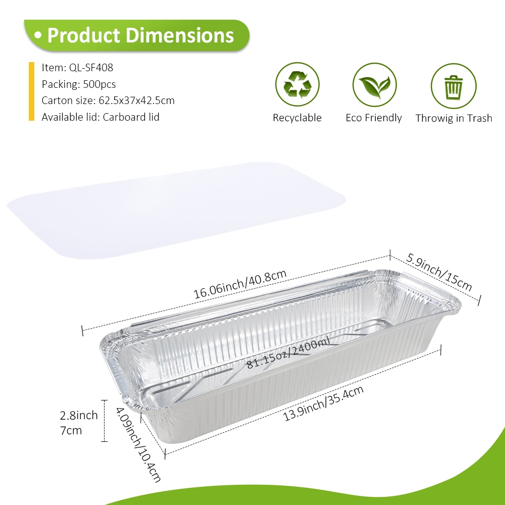 Industrial 81oz/2400ml 16.06"x5.91" Long Aluminum Tray for Whole Fish & Catering Green Bean Platter