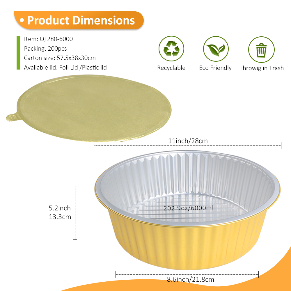 Jumbo 203oz/6000ml 11" Square Gold Foil Container for Giant Party Punch & Commercial Soup Batch