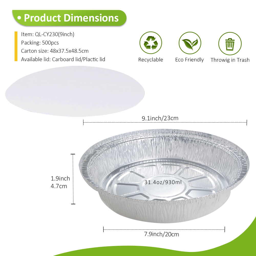 Large Capacity 31.4oz/930ml 9.06" Round Pan for Apple Pie & Shepherd's Pie