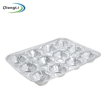 Multicavity 15.2oz/450ml 9.45"x6.85" Egg Tart Tray with 12 Cavities for Bakery Batch Production