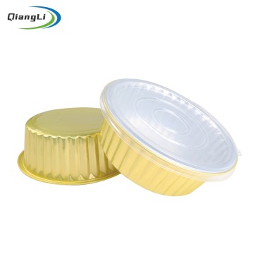 OEM Custom 38.2oz/1130ml 7" Round Gold Foil Container for Family Lasagna & Takeout Pho