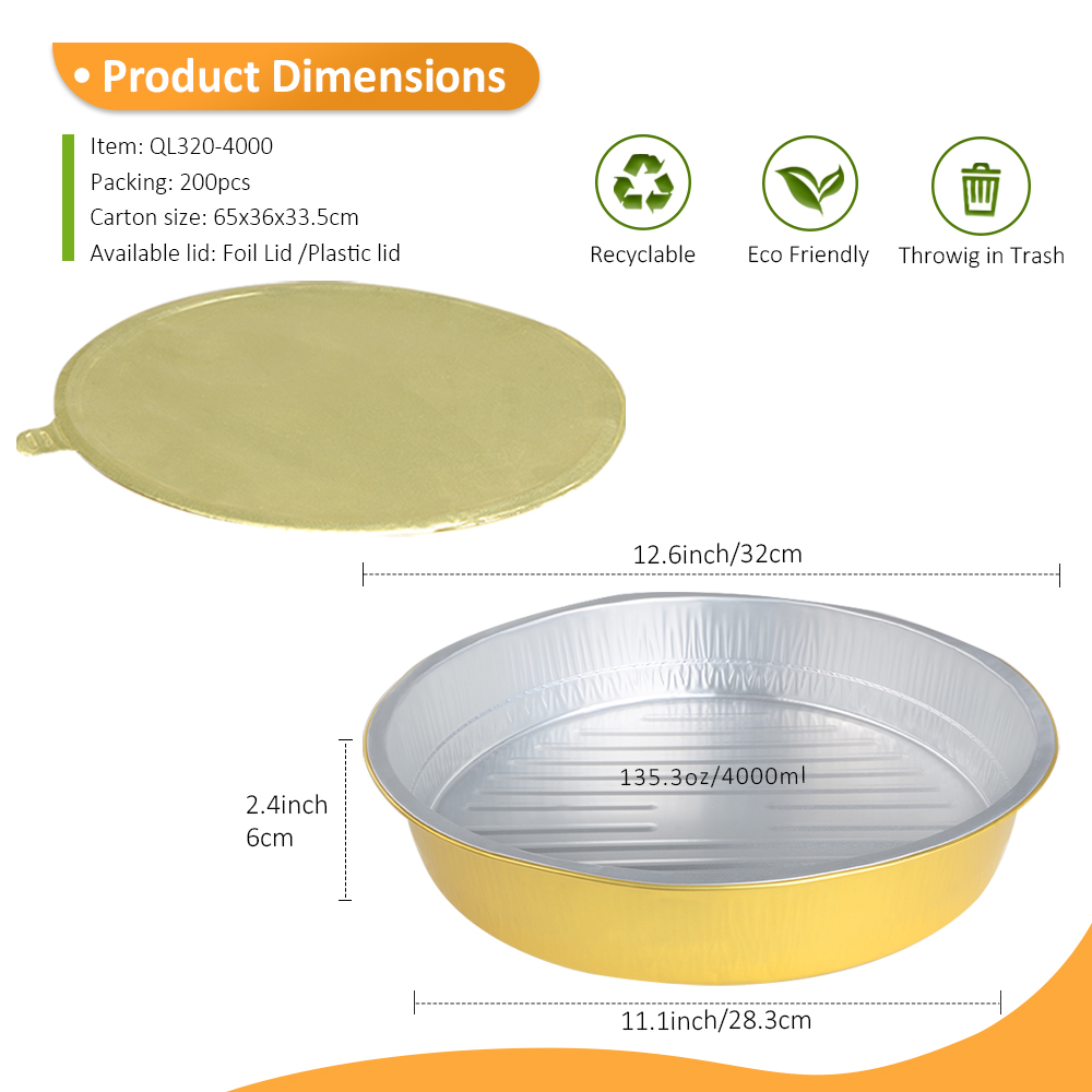 OEM Factory 135oz/4000ml 12.6"x12.6" Gold Foil Container for Bulk Stew & Large Party Tray