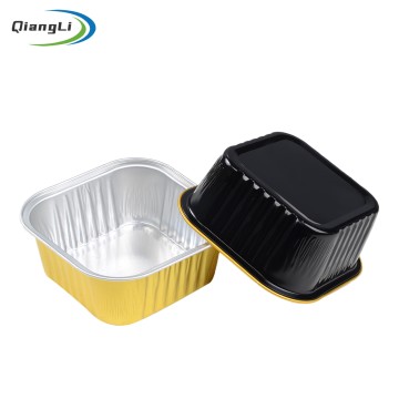OEM Factory 6.1oz/180ml 3.54"x3.54" Gold Foil Container with Foil Lid for Soup Portion & Baked Cheesecake