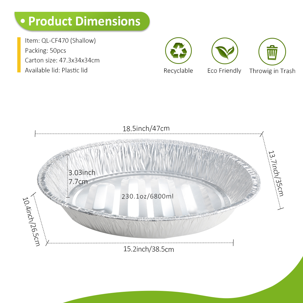 Oval Shape 230.0oz/6800ml 18.50"x13.78" Oval Grill Pan for Whole Leg of Lamb & Prime Rib