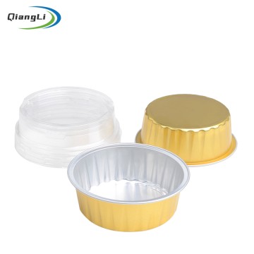 Leak Proof 3.7oz/110ml 3.3" Round Gold Foil Container for Dipping Sauce & Soup Shot