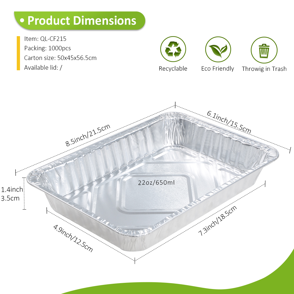 Restaurant Supply 22.0oz/650ml 8.46"x6.10" Shallow Baking Tray for Pizza Slice & Focaccia