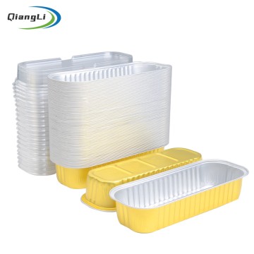 Specialty Shape 6.8oz/200ml 6.54"x2.52" Gold Foil Container for Durian Roast & Brownie Bites