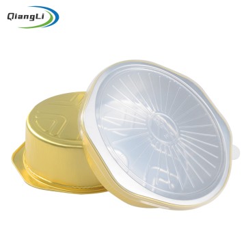 Square Round 48.3oz/1430ml 8.27" Round Gold Foil Container for Deep Dish Pizza & Large Party Dip