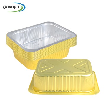 Stackable 47.3oz/1400ml 8.7"x6.6" Gold Foil Container for Bulk Meal Prep & Catering Entree