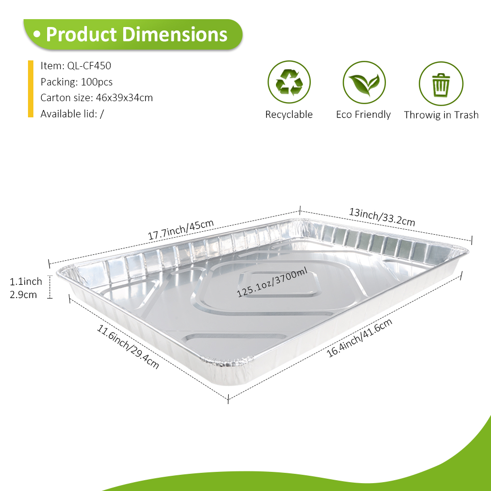 Ultra Shallow 125.1oz/3700ml 17.72"x13.07" Pizza Tray for Sheet Pan Pizza & Flatbread