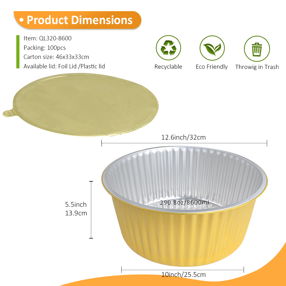 Wholesale 290.8oz/8600ml 12.6"x12.6" Gold Foil Container for Large Event Catering & Bulk Soup Storage