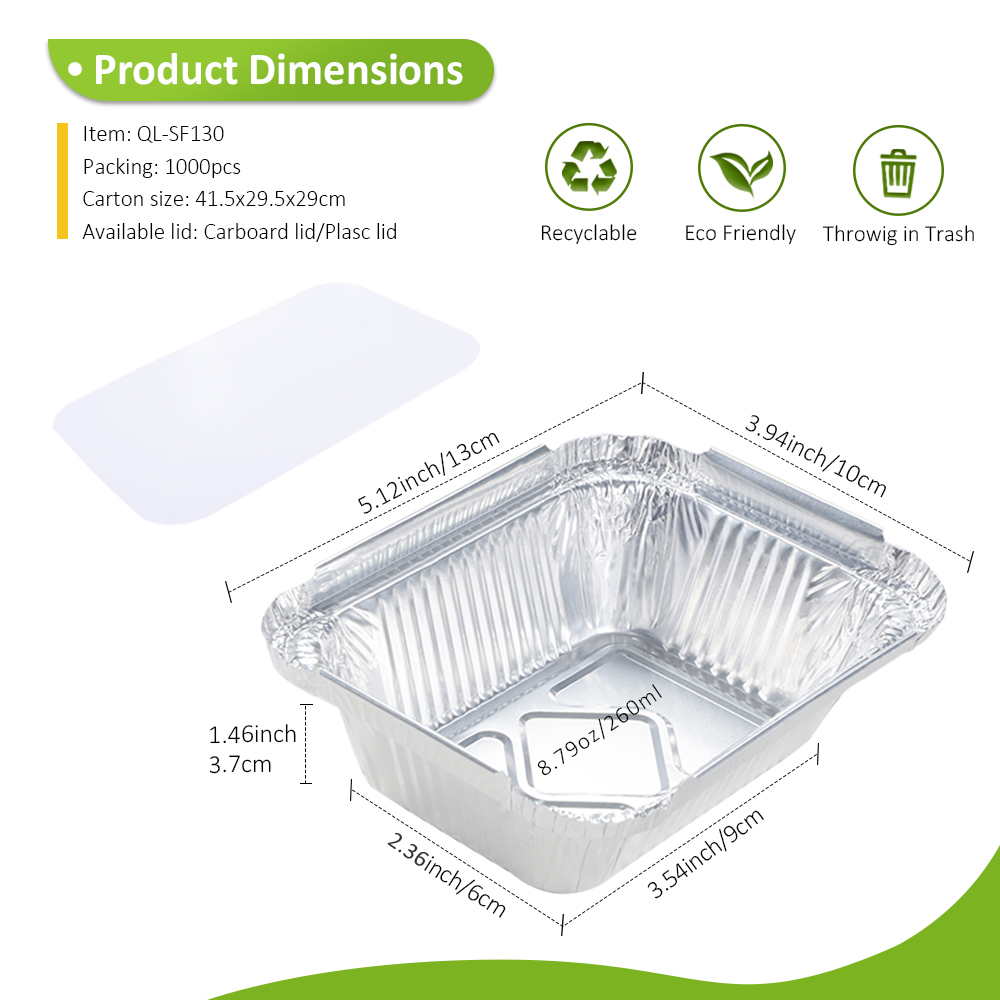 Wholesale Crimpable Rim 5"x4" Silver Foil Tray for Rice Portion & Takeout Curry