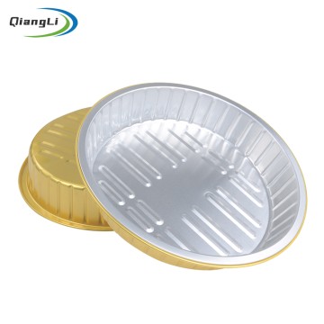 Wide Shallow 35.5oz Round Gold Foil Container for Baking Pizza & Salad Bar
