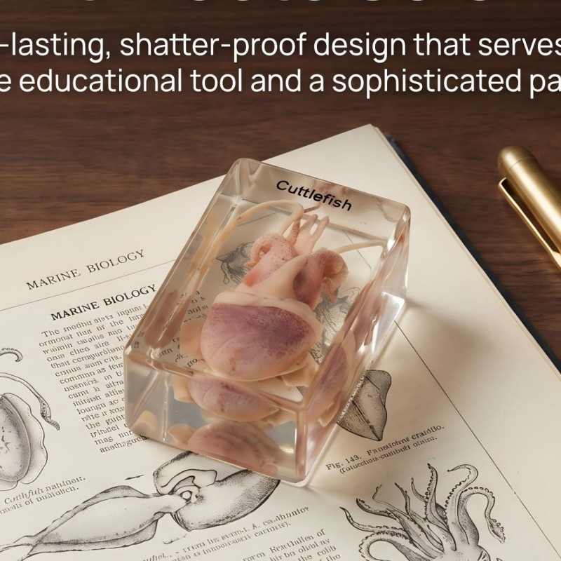 Real Cuttlefish Specimen Resin Block ...