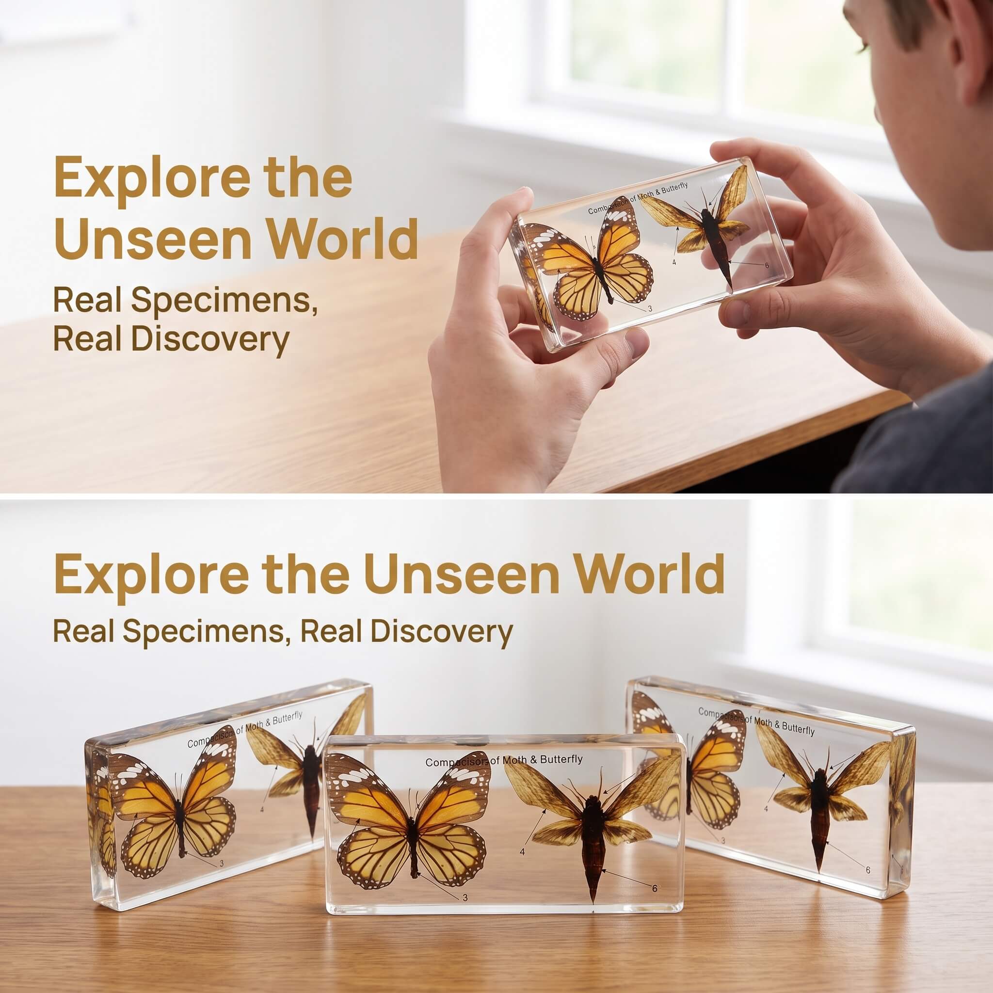 Moth & Butterfly Comparison Resin Blo...