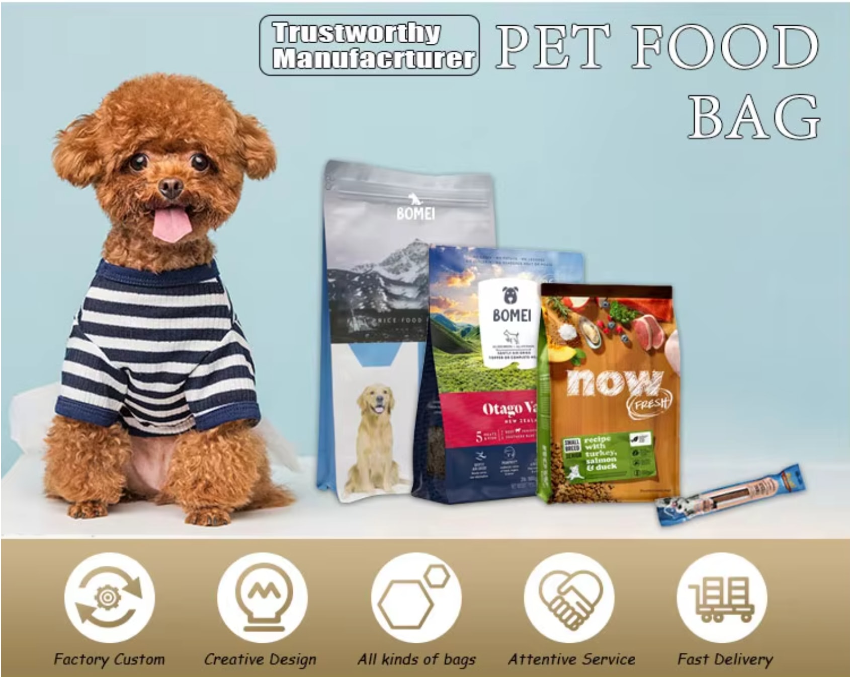 Détails du sachet refermable à fermeture éclair pour friandises pour chiens en plastique personnalisé (1)