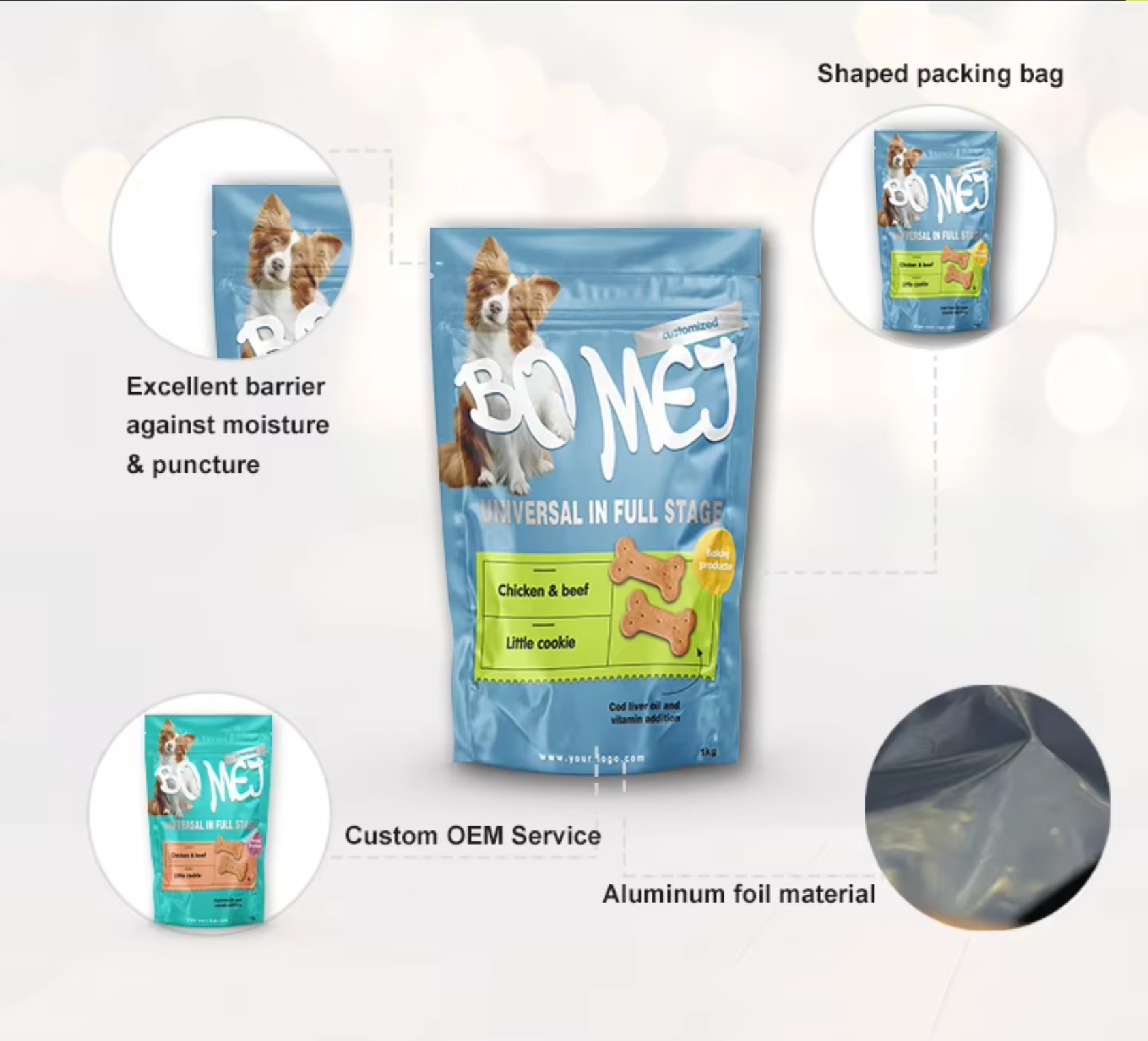 Détails des sachets refermables à fermeture éclair pour friandises pour chiens en plastique personnalisés (2)