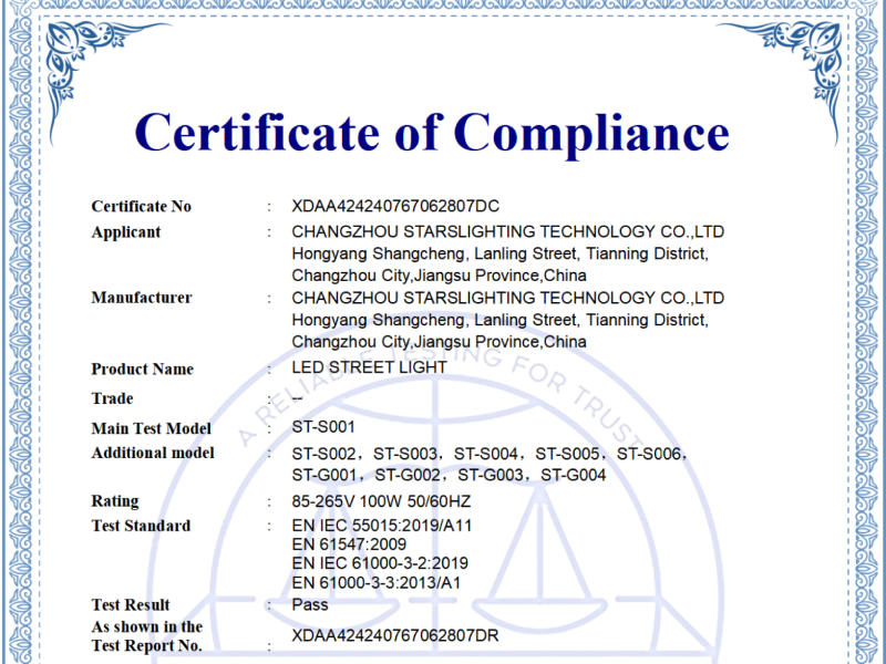 STARSLIGHTING Obtains New International CE & RoHS Certification for Outdoor Lighting Series