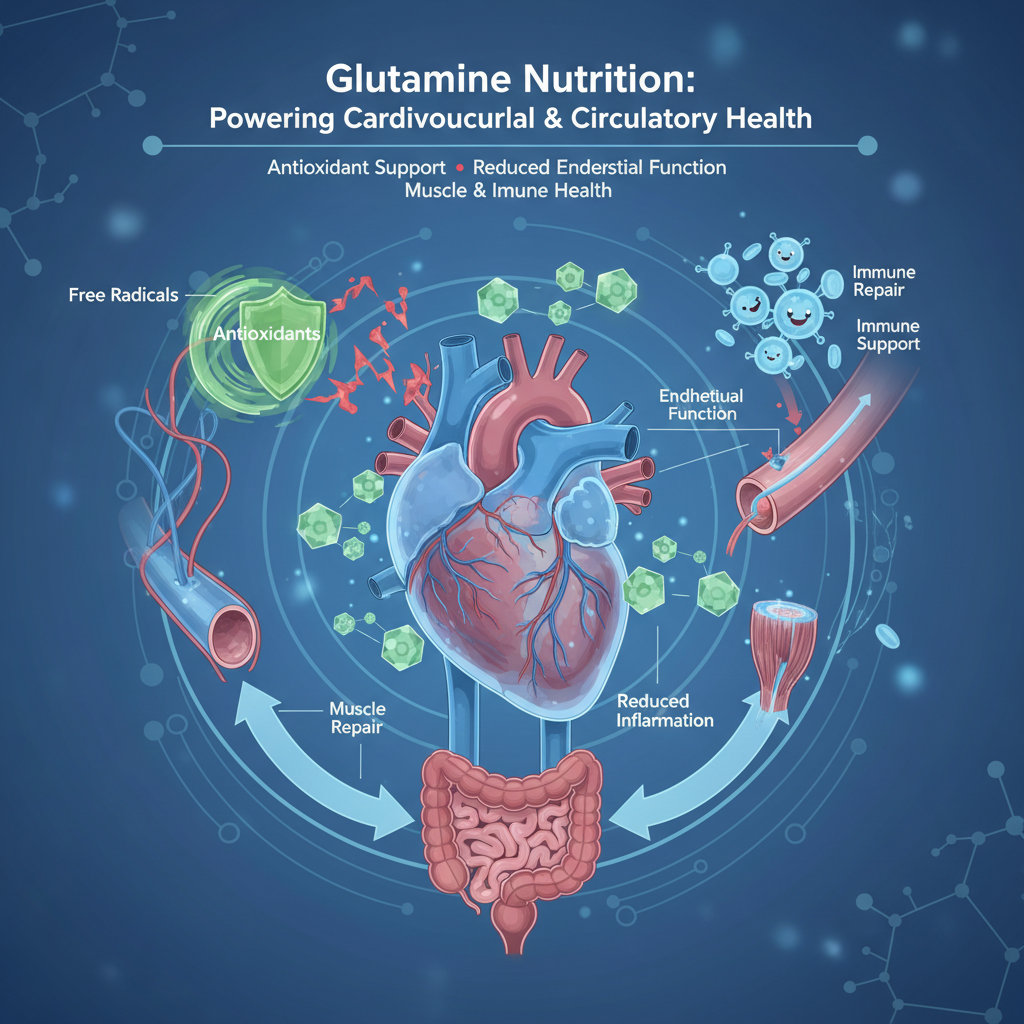 អាហារូបត្ថម្ភ Glutamine សម្រាប់សុខភាពសរសៃឈាមបេះដូង និងឈាមរត់
