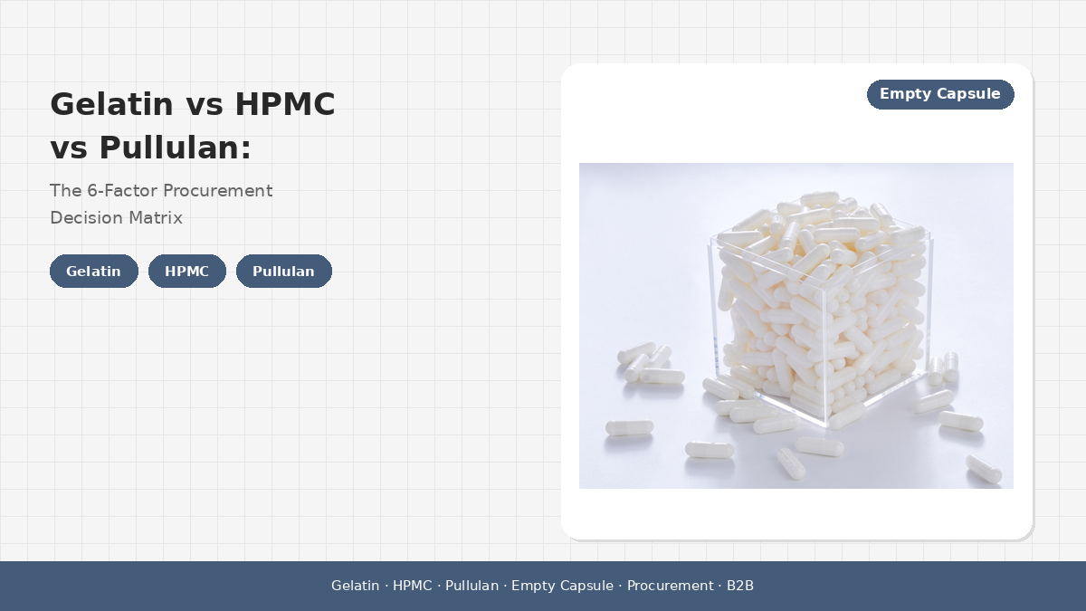 Gelatin vs HPMC vs Pullulan: The 6-Factor Procurement Decision Matrix