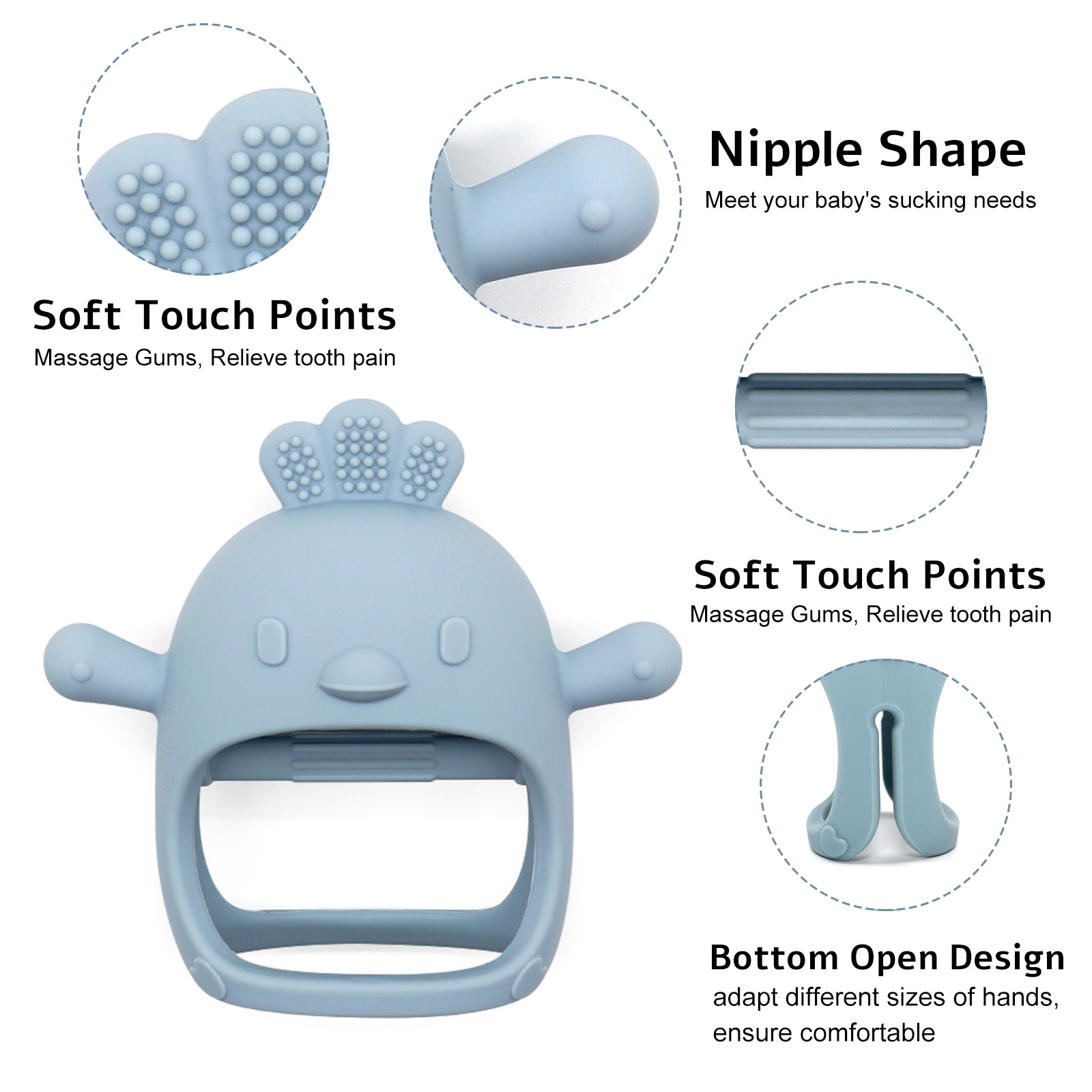 Silicone Wrist Teething Toys BPA-Free Silicone Baby Teether Rings  
