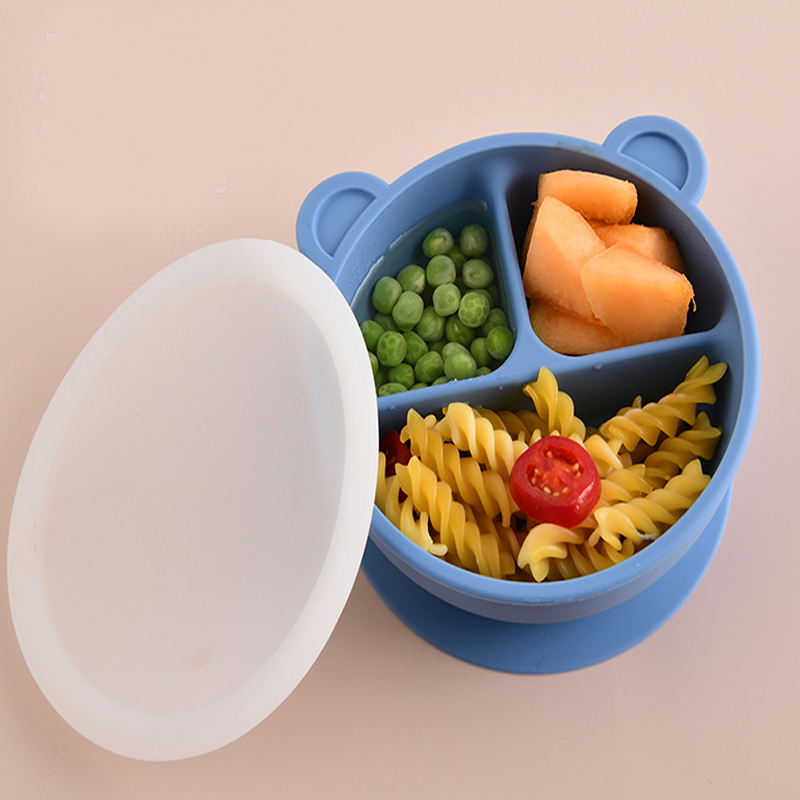 Wholesale BPA Free Suction Baby Dinner Bowl Silicone Bowl with Lid