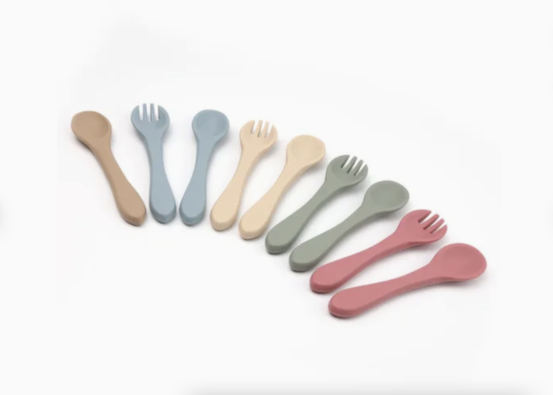 Food Grade Silicone Overmolded Baby Spoon Fork Set | BPA Free Toddler Feeding Utensils OEM ODM