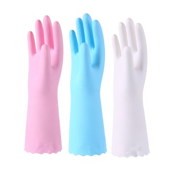Reusable Thickened Flocking-lined Vinyl Glove For Household And Protective Use