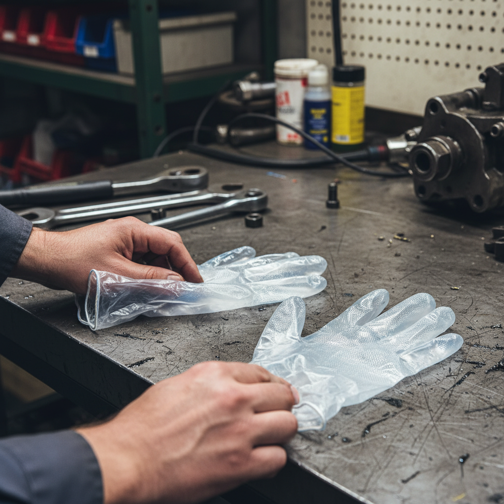 Clear Vinyl Gloves For Industrial Maintenance And Mechanics