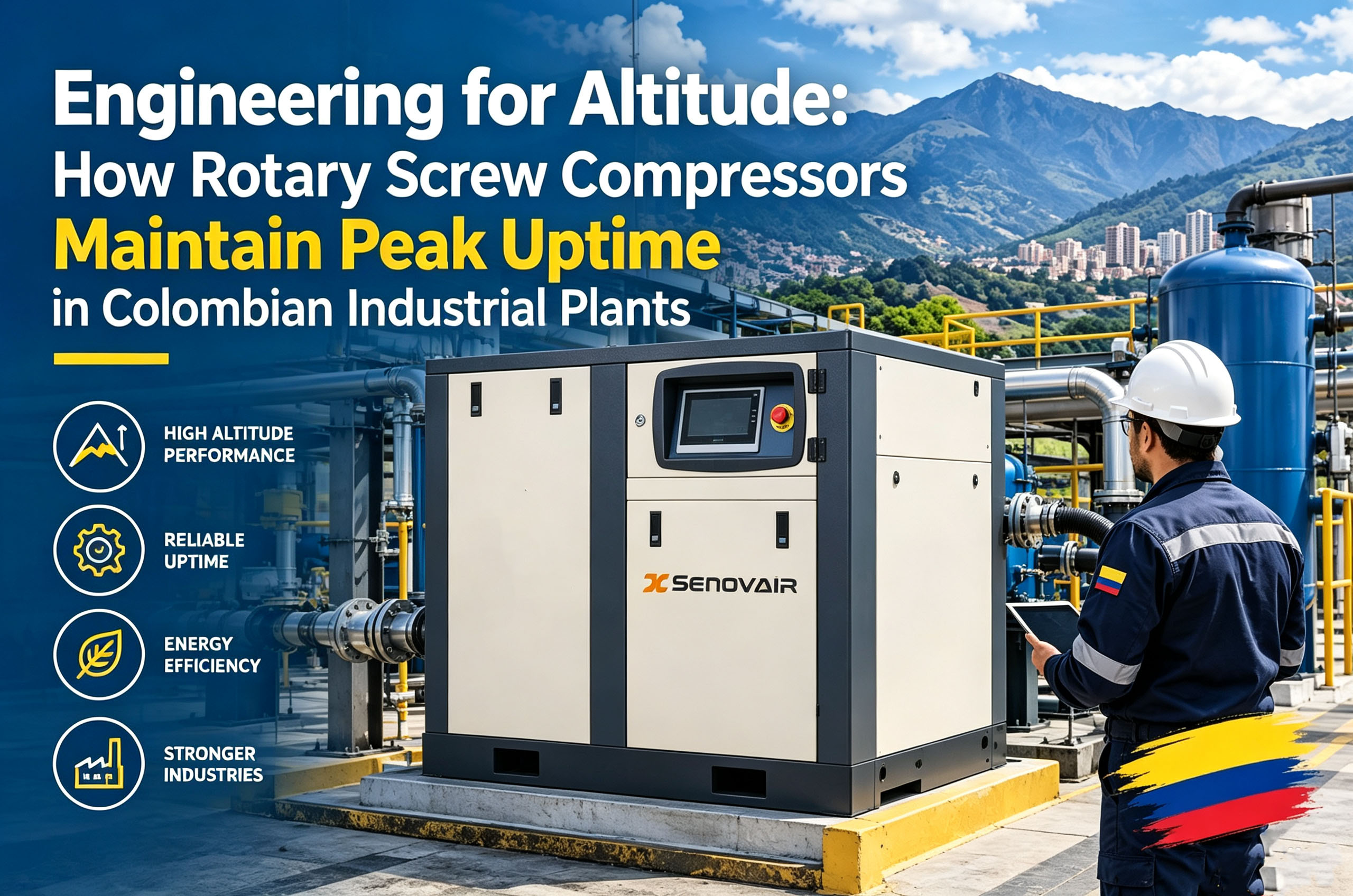 Engineering for Altitude: How Rotary Screw Compressors Maintain Peak Uptime in Colombian Industrial Plants
