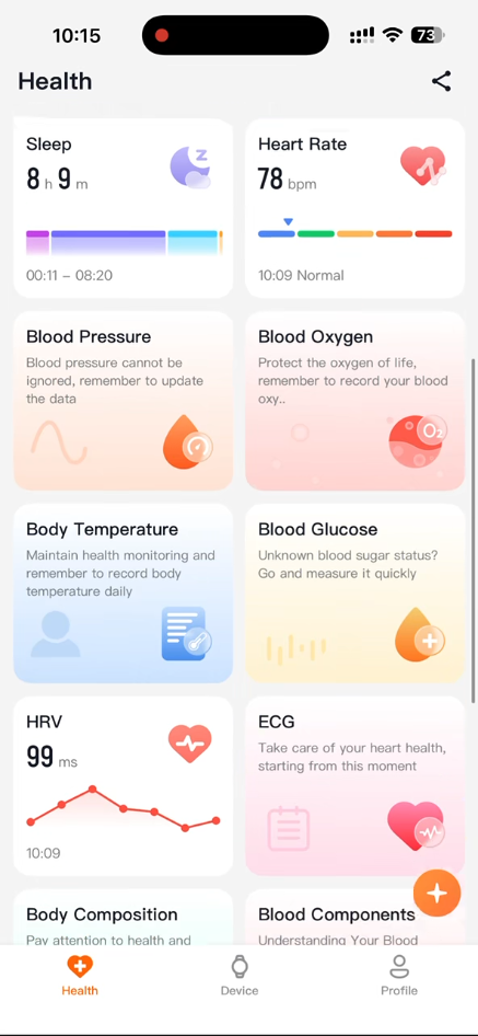 ECG & Multi-Metric Health Cards