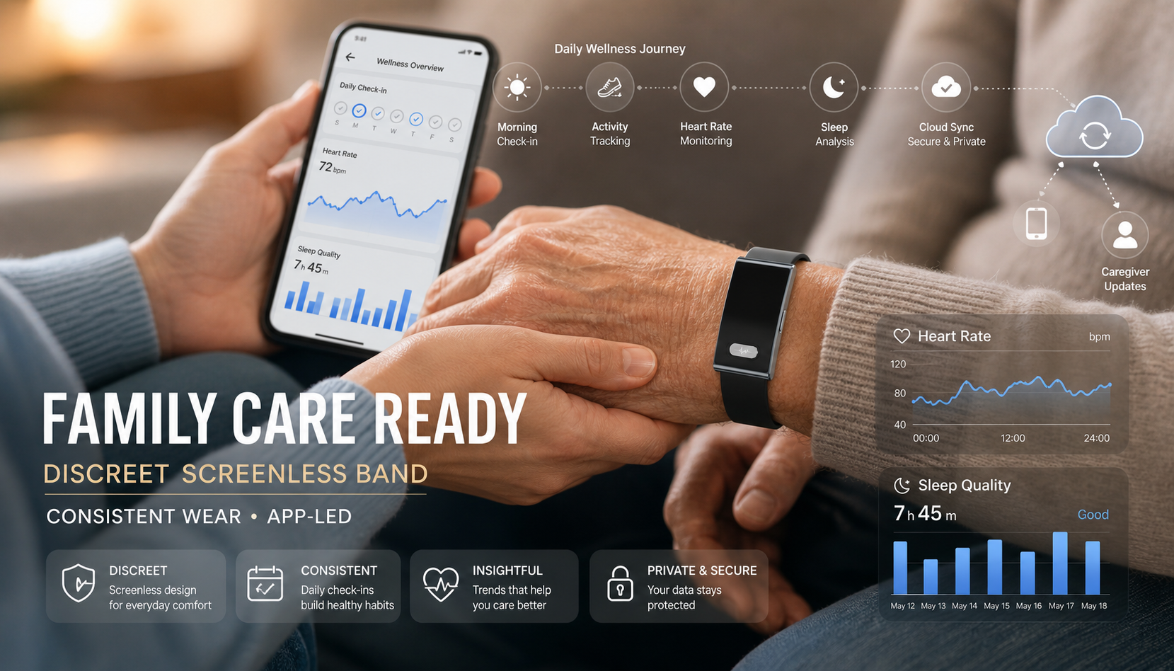 ETQ17 Telehealth-Ready Screenless Health Band