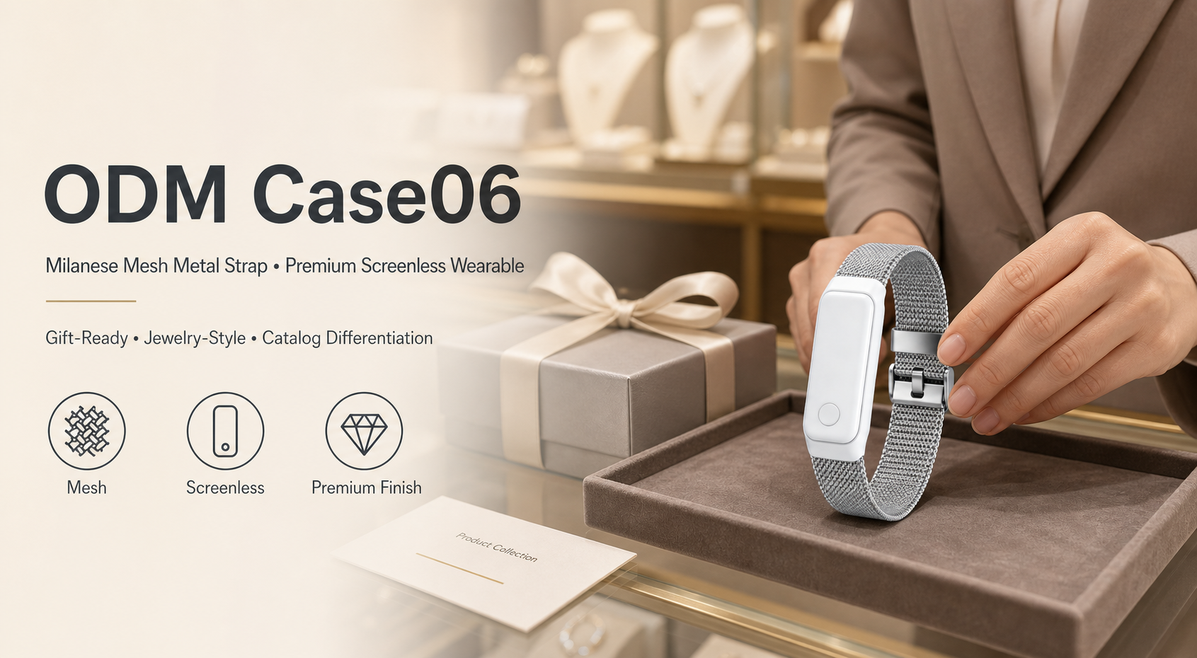 ODM Case06: Milanese Mesh Metal Strap Concept for Premium Screenless Wearable SKUs