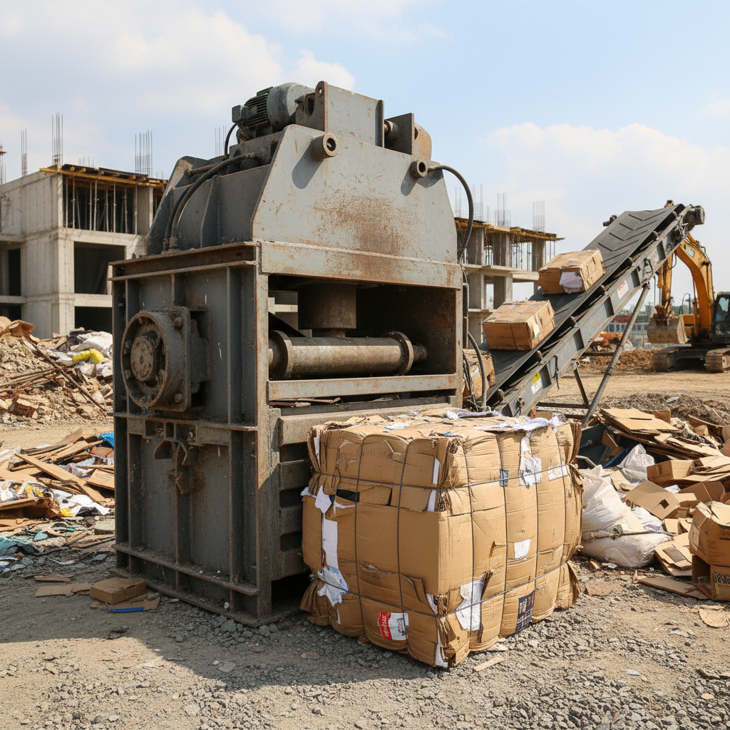 Industrial Cardboard Baler For Construction Site Waste