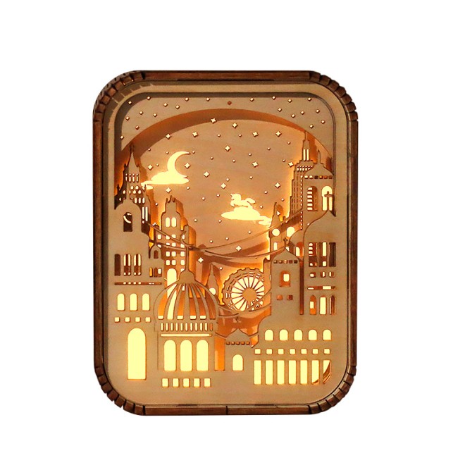 Handcrafted 3D Wooden City Light and Shadow Lamp | Exquisite Craftsmanship for Night Lights and Warm Ambient Decoration