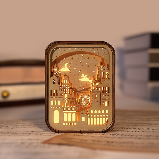 Handcrafted 3D Wooden City Light and Shadow Lamp | Exquisite Craftsmanship for Night Lights and Warm Ambient Decoration