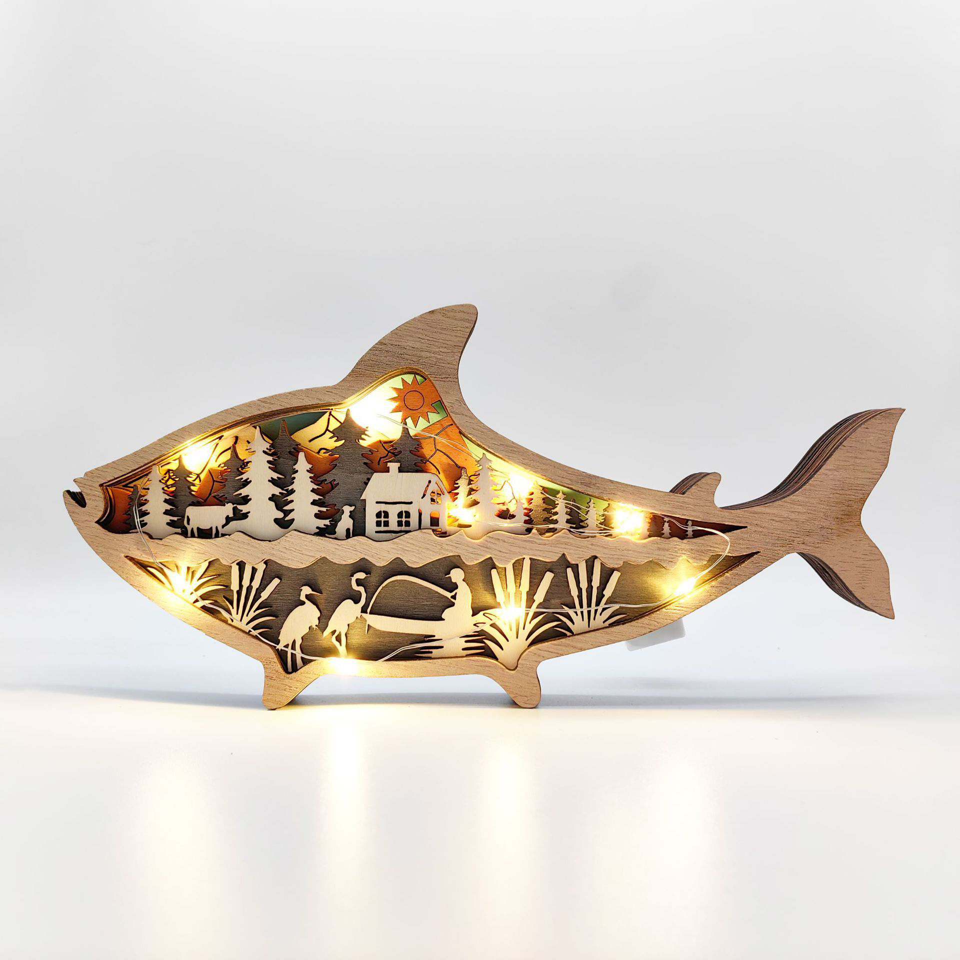 Lighted Fish Scene DIY Wooden Kit