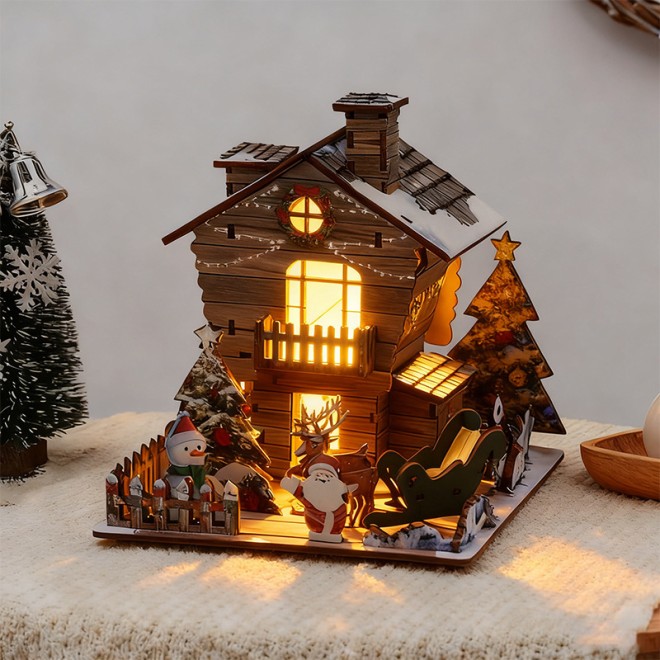 3D Wooden Christmas House Puzzle / Christmas Gift and Home Decor