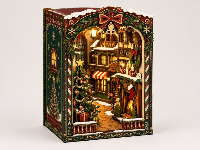 Christmas Book Nook DIY Kit with LED | MOQ: 200 Pcs | OEM & ODM
