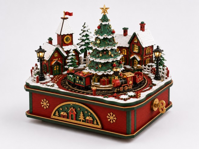 Christmas Village Music Box DIY Wooden Kit | MOQ: 200 Pcs | OEM & ODM
