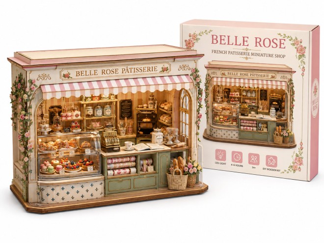 French Patisserie Wooden DIY Miniature Shop Kit with LED | MOQ: 500 Pcs | OEM & ODM